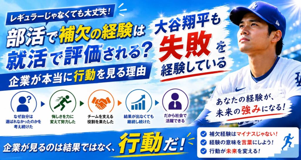 部活で補欠の経験は就活で評価される？企業が本当に行動を見る理由