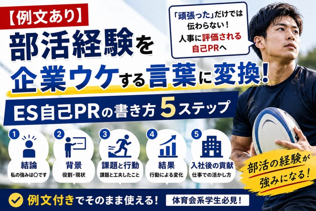 部活の経験を就活の強みに！ES自己PRの書き方5ステップ【例文】